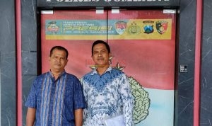 Korban Opik Sumantri didampingi kuasa hukumnya Hadi Purwanto ST SH dari LBH DJAWA DWIPA saat melapor ke Unit Tipidter Satreskrim Polres Jombang