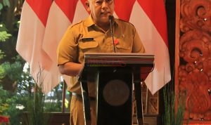 Kepala Inspektorat Kabupaten Mojokerto Poedji Widodo, SH, saat menyampaikan sambutan dan laporannya