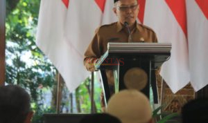 Asisten 1 Pemkab Mojokerto H. Bambang Purwanto SH MH, Selaku Panitia Penyelenggara Peringatan Tahun Baru Islam 1 Muharram 1446 H Saat menyampaikan laporannya