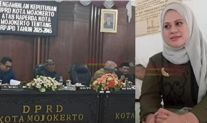 PJ. Walikota Mojokerto Ali Kuncoro STTP bersama Pimpinan Dewan ( kanan) Anggota Komisi II DPRD Kota Mojokerto Silvia Elya Rosa SE MM