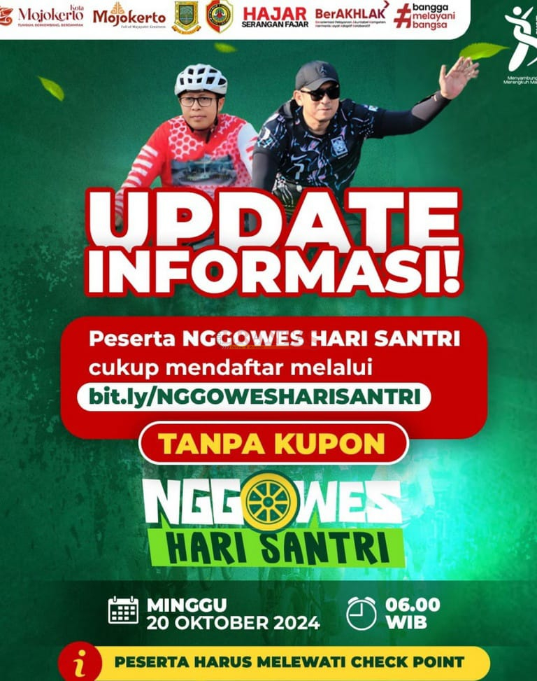 Pamflet atau Stiker seruan Nggowes Hari Santri Kota Mojokerto