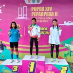 Atlet balap sepeda putri Mila Safa Fidela peraih emas pertama dari Kota Mojokerto di arena Popda XIV Jatim