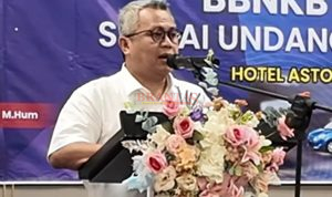 Kepala Bappeda Kabupaten Mojokerto Drs. Ardi Sepdianto, M.Si saat menyampaikan sambutannya pada acara Sosialisasi Pemungutan PKB dan OPSEN PKB Serta BBNKB