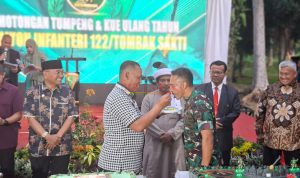 SIMALUNGUN - Perkuat Sinergitas TNI-Polri Kapolres Simalungun Hadiri Syukuran HUT Ke-61 Yonif 122 Tombak Sakti 1 HUT Batalyon Infanteri 122/Tombak Sakti Ke-61