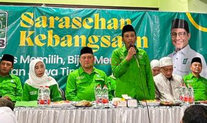 Ketua DPC PKB Kota Mojokerto H.Junaedi Malik, SE saat menyampaikan sambutannya pada Acara Musancab